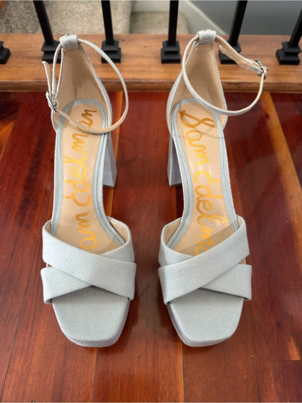 Sam Edelman Light Silver Platform Block Heels